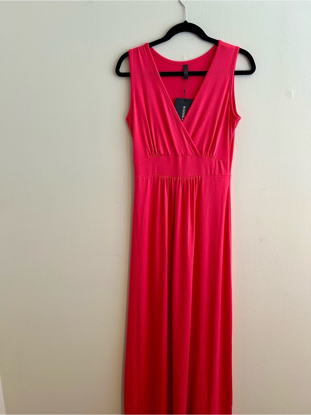 Sleeveless Hot Pink V-Neck Maxi Dress - Unbranded
